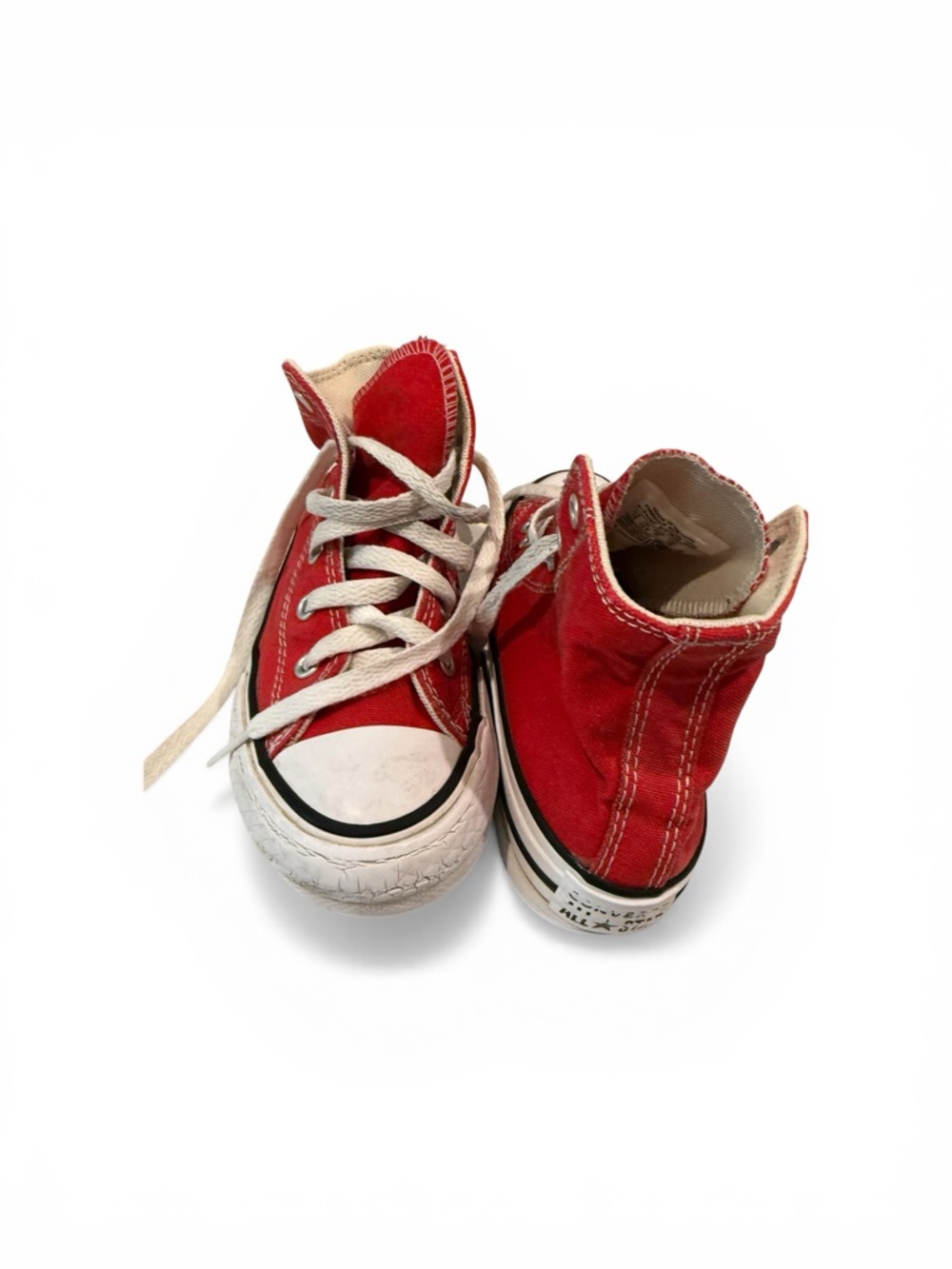 Converse Kids Red High-Top Canvas Sneakers with White Accents